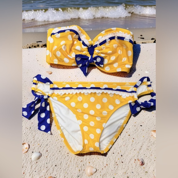 BETSY JOHNSON LARGE brand new Polka Dot Yellow Bikini Set - Picture 4 of 9